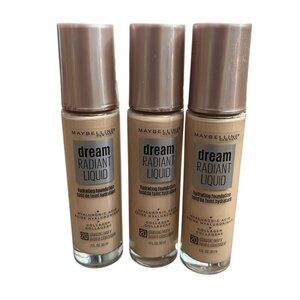 3X Maybelline Dream RADIANT LIQUID Foundation #20 Classic Ivory 1 Oz/30mL, New